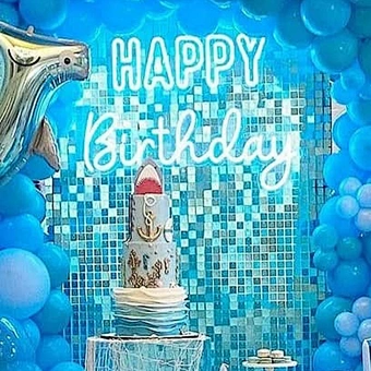 Sky Blue 2021 Hot Sale 3d Disc Clip Clear Wind Sequin Panel Shimmer Wall For Baby Shower Birthday Party Event Decoration