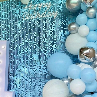 Sky Blue 2021 Hot Sale 3d Disc Clip Clear Wind Sequin Panel Shimmer Wall For Baby Shower Birthday Party Event Decoration