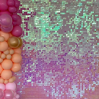 Iridescent Pink Sequined Baby Shower Board Clip Decoration Light Transparent Display Rose Panel 3d Shimmer Sequin Wall