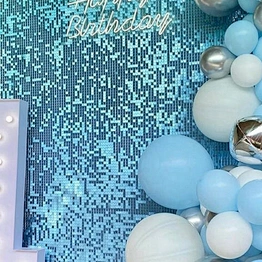 Sky Blue 2021 Hot Sale 3d Disc Clip Clear Wind Sequin Panel Shimmer Wall For Baby Shower Birthday Party Event Decoration