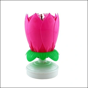 mixing color double layer petal rotation music candle