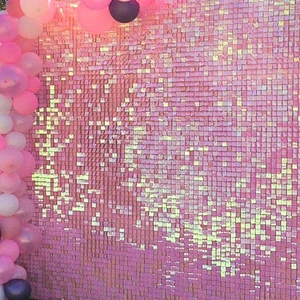 Iridescent Pink Sequined Baby Shower Board Clip Decoration Light Transparent Display Rose Panel 3d Shimmer Sequin Wall