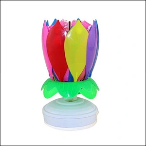 mixing color double layer petal rotation music candle