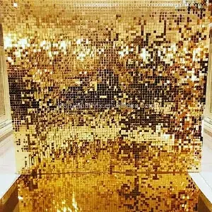 Transperant Clear Decoration Silver Iridescent Wind Pink Rose Gold Purple Mirror Backdrop Wedding 3d Panel Sequin Shimmer Wall