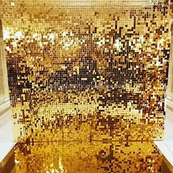 Transperant Clear Decoration Silver Iridescent Wind Pink Rose Gold Purple Mirror Backdrop Wedding 3d Panel Sequin Shimmer Wall