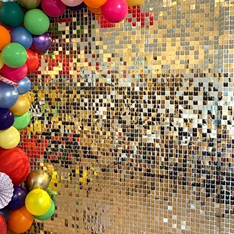 Light Gold Air Active Connector Iridescent Square Glitter Backdrop Wedding Party Activated Sequin Panel Shimmer Wall