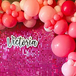 Air Active Connector Iridescent Pink Square Glitter Backdrop Wedding Party Live Board Event Sequin Panel Shimmer Wall