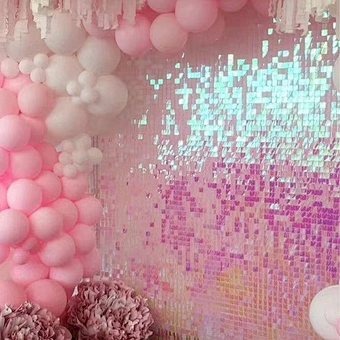 Iridescent Pink Sequined Baby Shower Board Clip Decoration Light Transparent Display Rose Panel 3d Shimmer Sequin Wall