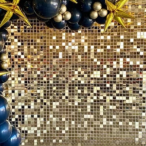 Light Gold Air Active Connector Iridescent Square Glitter Backdrop Wedding Party Activated Sequin Panel Shimmer Wall