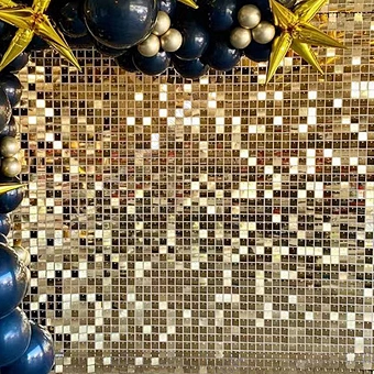 Light Gold Air Active Connector Iridescent Square Glitter Backdrop Wedding Party Activated Sequin Panel Shimmer Wall