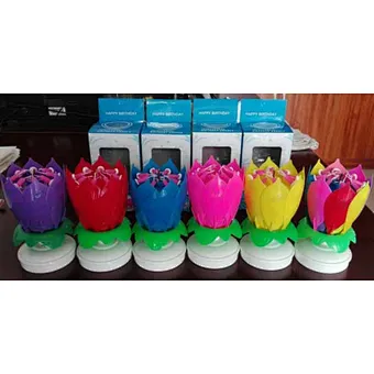 mixing color double layer petal rotation music candle
