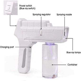 Blue Light Wireless Charging Portable Nano Atomizing Spray Machine Sanitizer Sterilization Smoke Fog Alcohol Disinfection Gun
