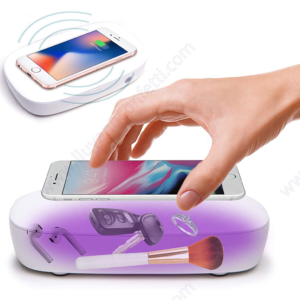 Hand Carry Household Nail Sterilizer Ozone Portable Uv Ultrasonic Charger Uvc Led Light Disinfection Box With Wireless Charging