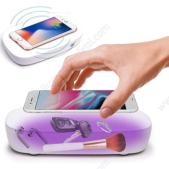 Hand Carry Household Nail Sterilizer Ozone Portable Uv Ultrasonic Charger Uvc Led Light Disinfection Box With Wireless Charging