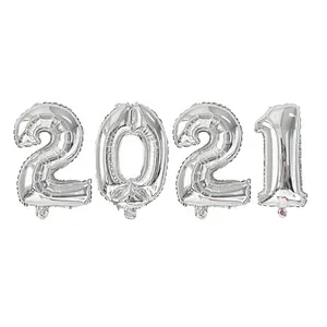 Photobooth Props Merry Christmas Eve Decoration Home Xmas Balloon Silver Number Foil Helium Party Decor Noel Happy New Year 2021
