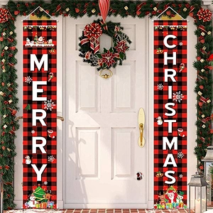 Porch Fireplace Wall Sign Flag Decoration Outdoor Indoor Custom Hign Quality Printing Hanging Door Merry Christmas Banner