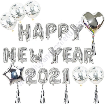 Photobooth Props Merry Christmas Eve Decoration Home Xmas Balloon Silver Number Foil Helium Party Decor Noel Happy New Year 2021