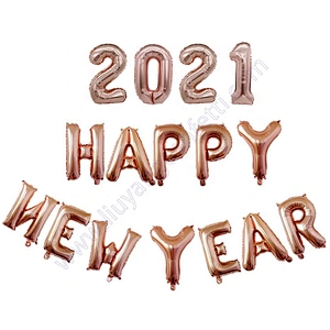 16inch Rose Gold Number Home Celebration Merry Christmas Party Decoration Supplies Globos Decor Foil Happy New Year 2021 Balloon