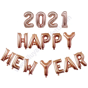 16inch Rose Gold Number Home Celebration Merry Christmas Party Decoration Supplies Globos Decor Foil Happy New Year 2021 Balloon