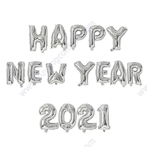 Photobooth Props Merry Christmas Eve Decoration Home Xmas Balloon Silver Number Foil Helium Party Decor Noel Happy New Year 2021