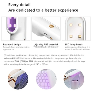 Ultraviolet UV Stick Disinfection Lamp UVC LED Sterilizer UV Light Mini Sanitizer Travel Wand Germicidal for Phone USB Charging