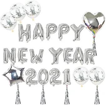 Decoration 2020 Christmas Merry Eve Party Decor Noel Rose Gold Silver Number Foil Helium 2021 Happy New Year Balloon