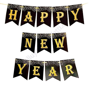 No Diy Required Years Eve Party Supplies 2021 Hanging Garland Sign Black Gold Decor Home Happy New Year Banner Decorations