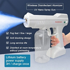 Cordless  Rechargeable Nano Family Hotel School Anion Electrostatic Fog Spray Atomizer Fogger Sprayer Disinfection Gun