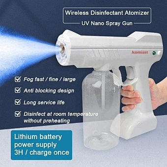 Cordless  Rechargeable Nano Family Hotel School Anion Electrostatic Fog Spray Atomizer Fogger Sprayer Disinfection Gun