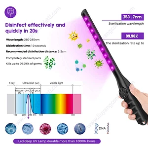 Rechargeable Hand Held Portable Hand-held Led Light Uvc Lamp Handy Home Hospital Toilet Golden Supplier Uv Sterilizer Wand