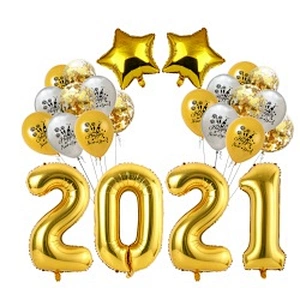 Wholesale Merry Christmas Kit Banner Helium Ballon Confetti Latex Gold Number Foil Balloon 2021 Happy New Year Eve Decoration