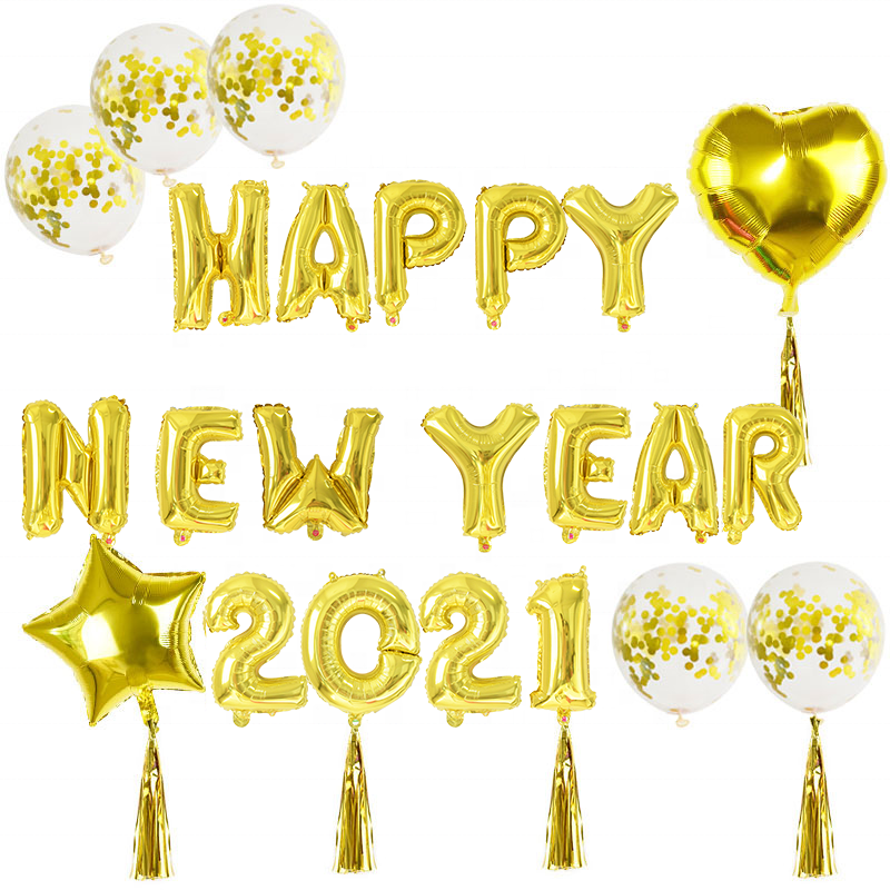 Decoration 2020 Christmas Merry Eve Party Decor Noel Rose Gold Silver Number Foil Helium 2021 Happy New Year Balloon