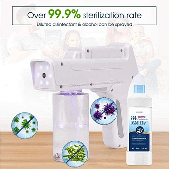 Blue Light Wireless Charging Portable Nano Atomizing Spray Machine Sanitizer Sterilization Smoke Fog Alcohol Disinfection Gun