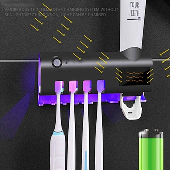 Wall Mount Toothbrush Uv Sterilizer Light Ultraviolet Automatic Infrared Sensor Toothbrush Disinfection
