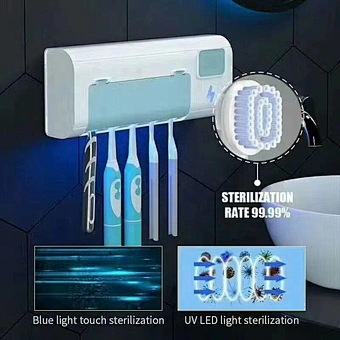 Light Box Uv-c Clean Disinfection Bathroom Holder Wall Mounted Sterilizer Timing Uv Toothbrush Sanitizer