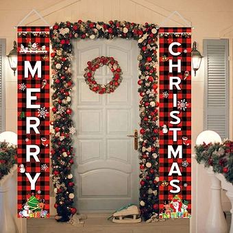Porch Fireplace Wall Sign Flag Decoration Outdoor Indoor Custom Hign Quality Printing Hanging Door Merry Christmas Banner