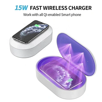 Hand Carry Household Nail Sterilizer Ozone Portable Uv Ultrasonic Charger Uvc Led Light Disinfection Box With Wireless Charging