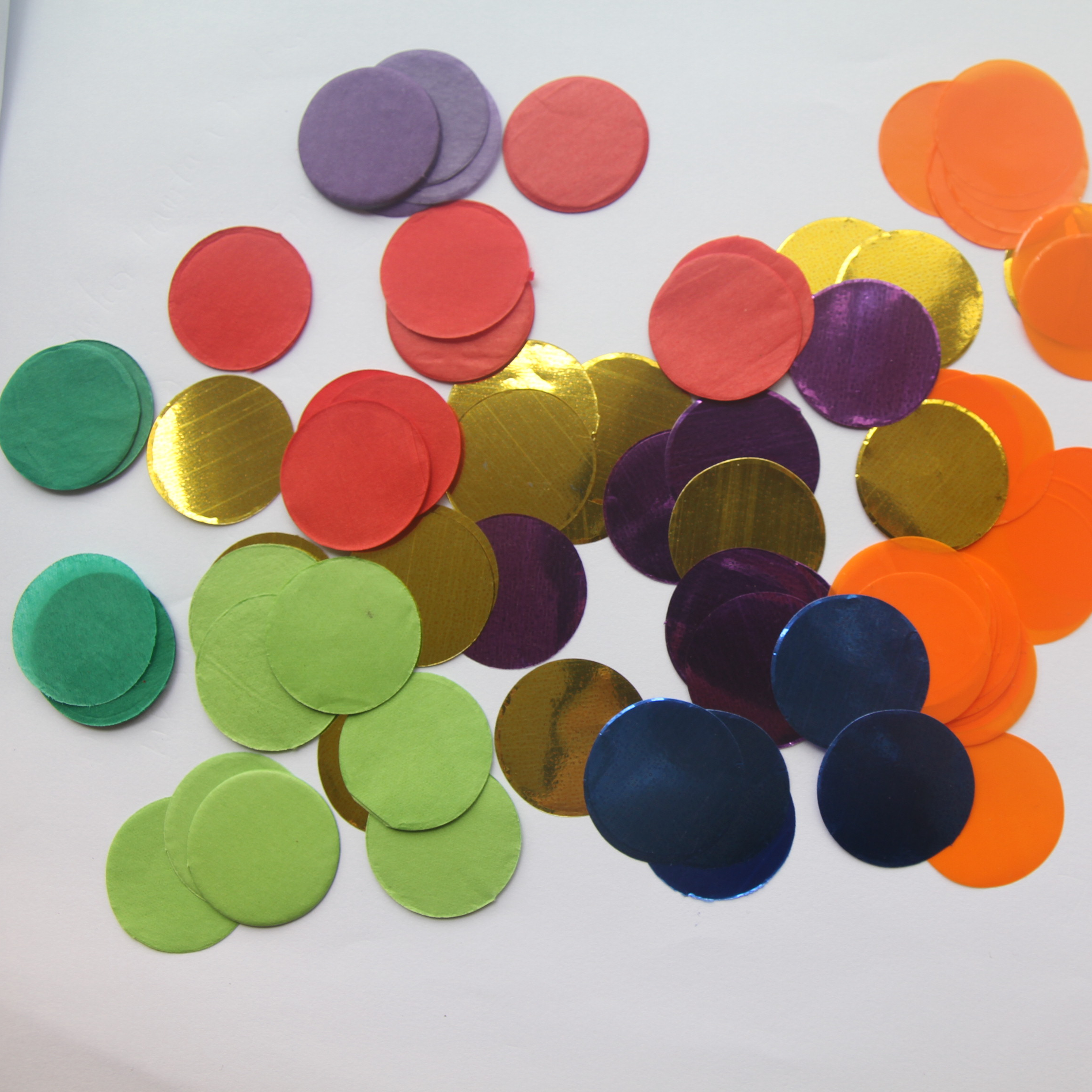 Hot selling diameter 2.5CM tissue and metallic confetti paper for weeding and party paper