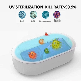 Hand Carry Household Nail Sterilizer Ozone Portable Uv Ultrasonic Charger Uvc Led Light Disinfection Box With Wireless Charging