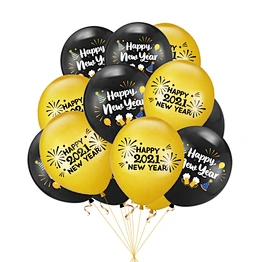 Wholesale 12inch Kit House Decor Backdrop Golden Latex Merry Christmas Happy Year's 2021 Party Balloons For New Year Decoration