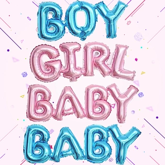 gender reveal Birthday Pink Blue Simple Polymer Boy Girl Alphabet Letter Foil Mylar Balloon For Baby Shower Party Decoration
