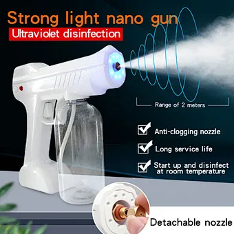 Blue Ray Nano Rechargeable Gun Disinfection Mist Hand Portable Sanitizer Disinfectant Liquid Automatic Spray Alcohol Sprayer