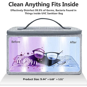 Factory Ultraviolet Disinfection Box Ozone Sterilization Efficiently Remove 99.99% Dirt Phone Wallet Uv Light Sanitizer Bag