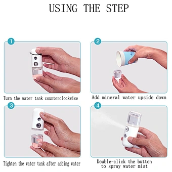 USB Rechargeable Skin Care Nano Handy Beauty Nano Steamer Facial Nano Mist Sprayer electric automatic alcohol disenfectant spra