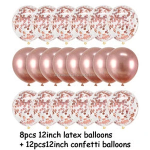 12 Inch Latex Color Rose Gold Set Birthday Party Wedding Decoration Anniversary Global Baby Shower Metallic Confetti Balloon