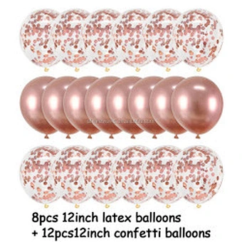 12 Inch Latex Color Rose Gold Set Birthday Party Wedding Decoration Anniversary Global Baby Shower Metallic Confetti Balloon