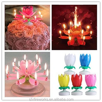 feliz cumpleaños giratorio increíble musical rosa flor vela