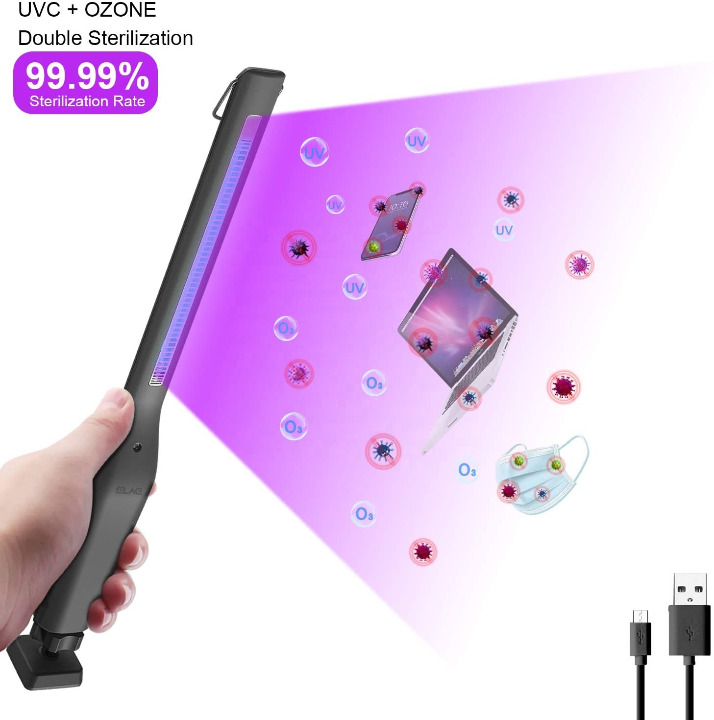 Portable Sterilizing Lamp Sterilizer Bacteria Light Kill 99.99% Germs Competitive Price Uv Wand Sanitizer For Travel