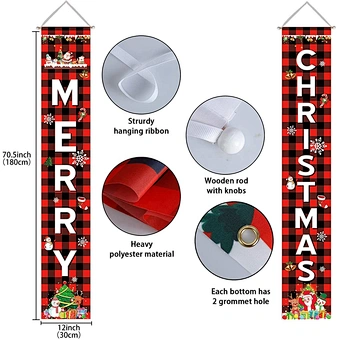 Porch Fireplace Wall Sign Flag Decoration Outdoor Indoor Custom Hign Quality Printing Hanging Door Merry Christmas Banner
