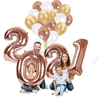 16inch Rose Gold Number Home Celebration Merry Christmas Party Decoration Supplies Globos Decor Foil Happy New Year 2021 Balloon